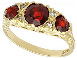 2.05ct Garnet and Diamond, 18ct Yellow Gold Dress Ring - Vintage 1976