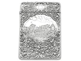 Sterling Silver Castle Top Card Case - Antique Edwardian (1903)