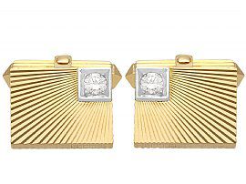 0.31 ct Diamond and 18 ct Yellow Gold Cufflinks - Vintage Circa 1960