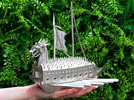 Chinese Silver Battleship Ornament