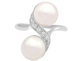 Vintage Pearl and Diamond Cocktail Ring 