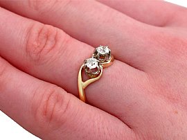 Two Stone Diamond Twist Ring Wearing