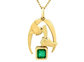 1.07ct Emerald and 18ct Yellow Gold Pendant - Vintage Circa 1990