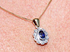Sapphire and Diamond Pendant in Yellow Gold
