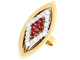 0.40ct Ruby and 0.60ct Diamond, 18ct Yellow Gold Dress Ring - Vintage 1978