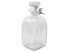 Acid Etched Glass and Sterling Silver Mounted Locking Decanter - Antique George V (1925)