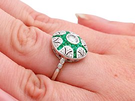 wearing unusual emerald ring