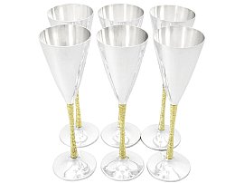 Sterling Silver Champagne Flutes Set of Six by Stuart Devlin - Vintage