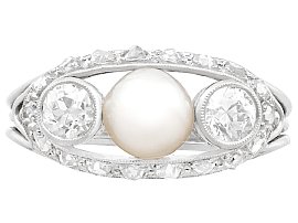 Antique Pearl and Diamond Ring in White Gold