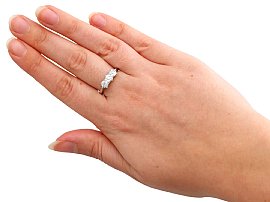 platinum three stone ring wearing