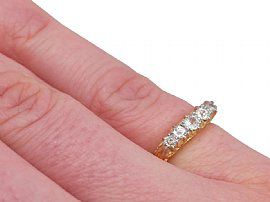 Antique Yellow Gold Five Stone Diamond Ring Wearing Hand