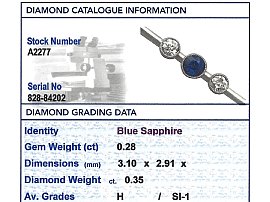 Sapphire Diamond Brooch Grading Card