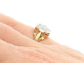 18 ct Yellow Gold Cluster Ring Wearing Finger