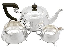 Sterling Silver Three Piece Tea Service - Art Nouveau Style - Antique George V (1917)