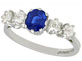 1.19ct Sapphire and 0.84ct Diamond, 18ct White Gold Ring - Antique and Contemporary