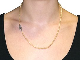 Cultured Pearl Necklace with Clasp Wearing