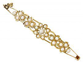 Seed Pearl and 15ct Yellow Gold Bangle - Antique Circa 1890