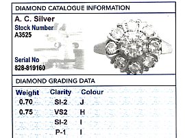 vintage diamond cluster ring grading card