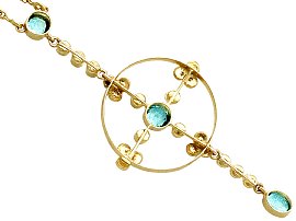 Aquamarine and Pearl Necklace Antique Reverse