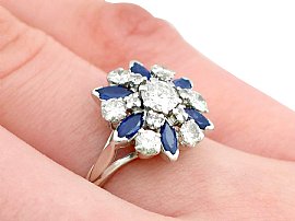 Sapphire and Diamond Cluster Ring Wearing