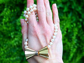 Vintage Pearl Necklace Outside