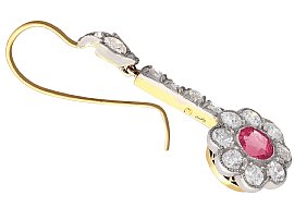 Yellow Gold Pink Sapphire Earrings 