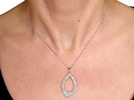 Wearing Image for Pear Shaped Diamond Pendant