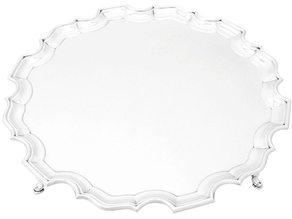 Large Silver Salver in English Sterling Silver