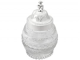 Sterling Silver and Cut Glass Tea Caddy - Antique George V; A4652