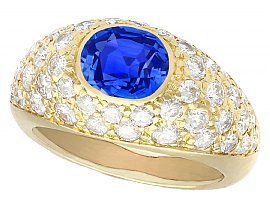 1.60ct Sapphire and 1.20ct Diamond, 18ct Yellow Gold Dress Ring - Vintage Circa 1990