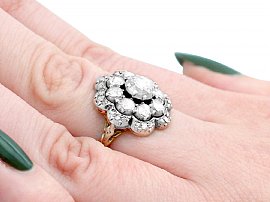 Diamond Cluster Ring Antique Wearing Hand