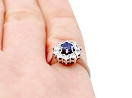 wearing vintage sapphire and diamond ring