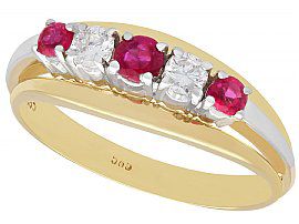 0.65ct Ruby and 0.28ct Diamond, 14ct Yellow Gold Dress Ring - Vintage Circa 1960