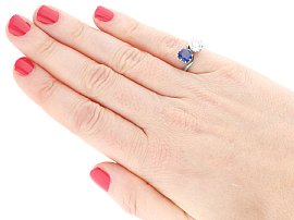 Blue Sapphire and Diamond Twist Ring Wearing 