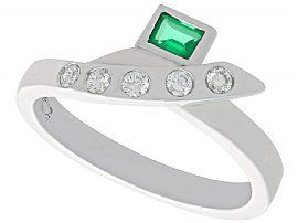 0.16ct Emerald and 0.15ct Diamond, Platinum Dress Ring - Vintage Circa 1990