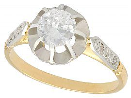 0.58ct Diamond and 18ct Yellow Gold Solitaire Ring - Antique Circa 1920