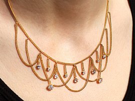 1800's Diamond Necklace Wearing Neck