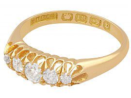 Antique 5 Stone Diamond Ring Yellow Gold