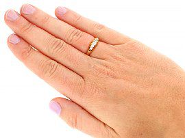5 Stone Diamond Ring Yellow Gold Wearing
