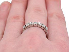 Seven Stone Diamond Eternity Ring Wearing Finger