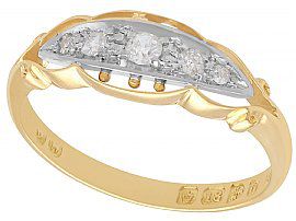 0.13ct Diamond and 18ct Yellow Gold Dress Ring - Antique 1914