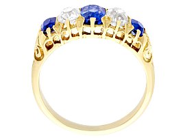 19th Century Sapphire Diamond Ring in Yellow Gold