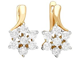 1.12ct Diamond, 14ct Yellow Gold Earrings - Vintage Circa 1980