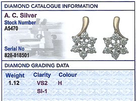 1980s Diamond Earrings Grading Card