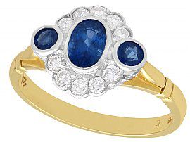 0.56ct Sapphire and 0.38ct Diamond, 18ct Yellow Gold Dress Ring - Contemporary