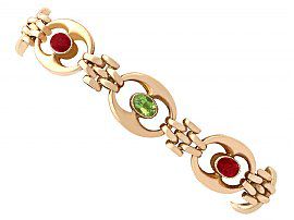 Peridot and Amethyst, 9ct Yellow Gold Bracelet - Antique Edwardian; A5557