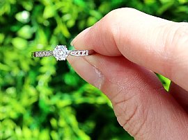diamond solitaire ring in platinum outside