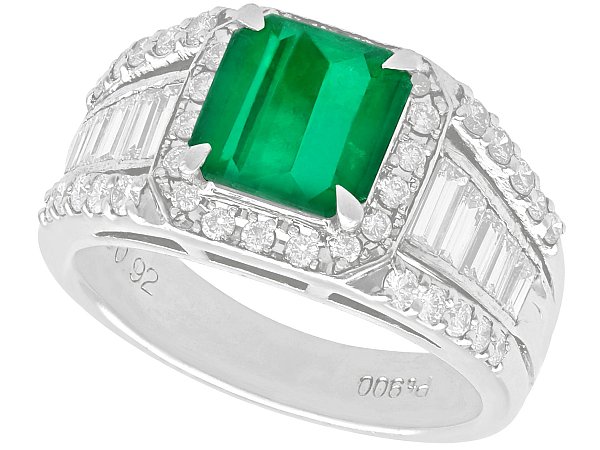 large emerald ring with diamonds