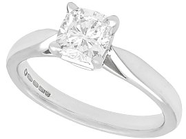 1.05ct Diamond and 18ct White Gold Solitaire Ring - Art Deco Style - Contemporary