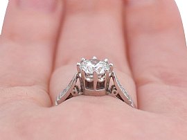 Vintage Solitaire Engagement Ring Wearing Finger